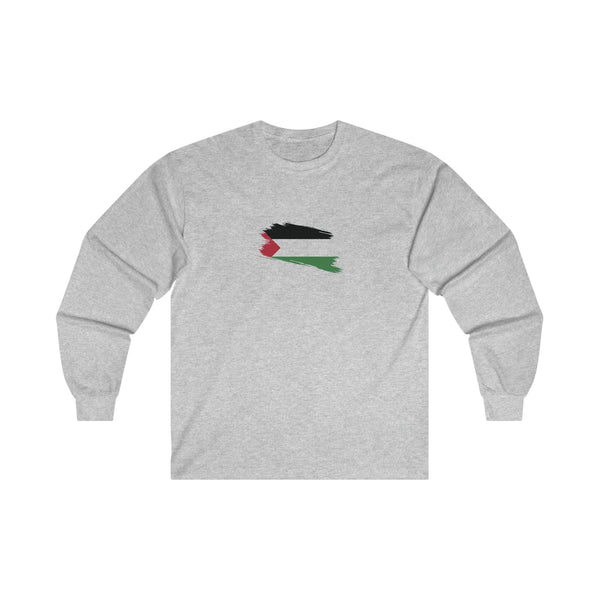 Palestine Brushstroke Flag Cotton Long Sleeve Tee - Nyure