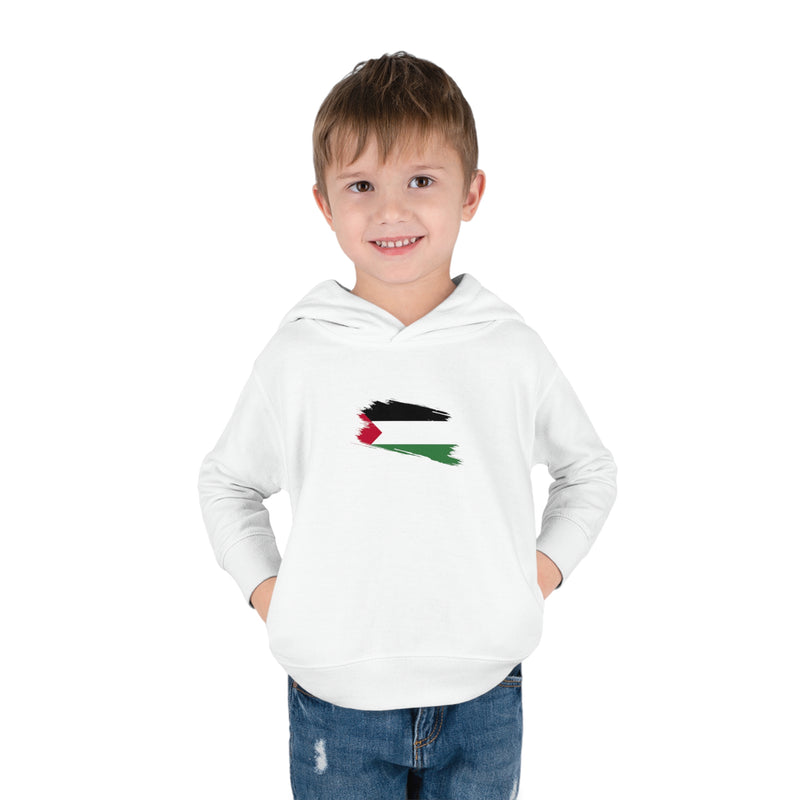 Toddler Pullover Fleece Hoodie - Palestine brushstroke flag - Nyure